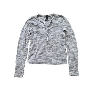 Bobi Gray Marled Long-sleeve Henley Top Size XS